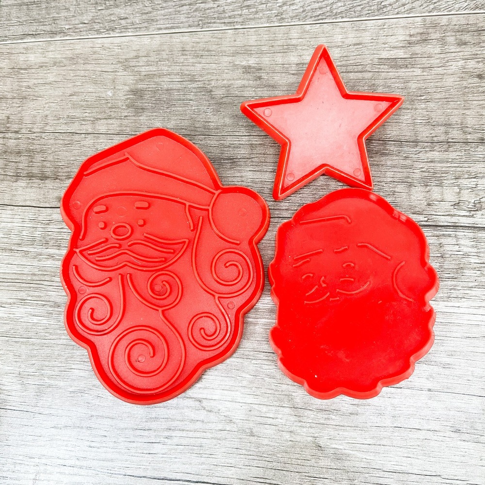 Vintage Hallmark Christmas Cookie Cutter Set Red Plastic Holiday Shapes